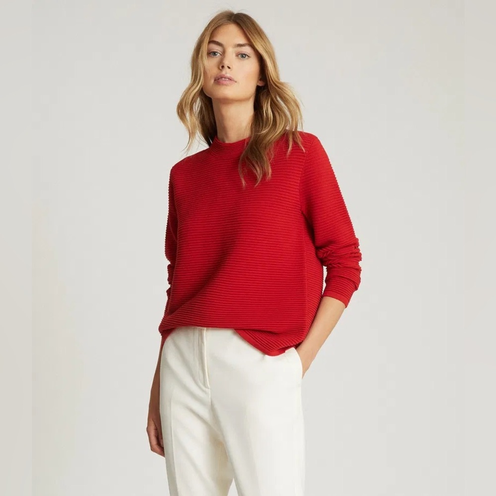 Reiss Skye Zip-Detail Ribbed Sweater